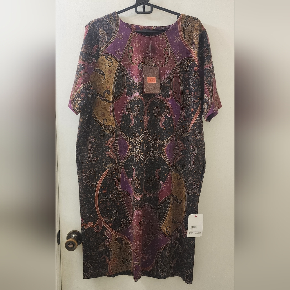 New Etro Elegant Multicolor Paisley Dress, Size 48.
